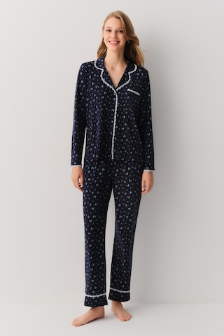 Suwen Woody Maskülen Pijama Takımı Sh26228660b628 Lacivert Desenli