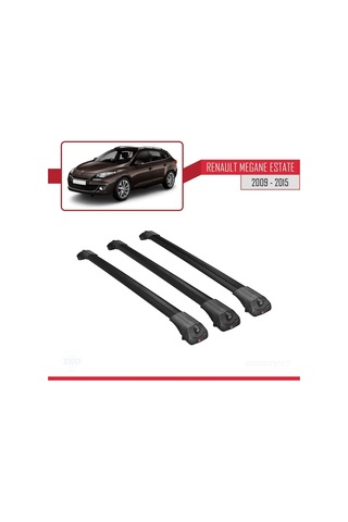 Renault Megane Grandtour 2009-2015 Arası İle Uyumlu Ace-1 Ara Atkı Tavan Barı Siyah 3 Adet Bar