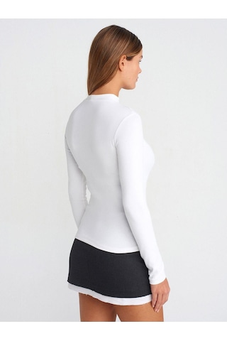 31433 Yarım Balıkçı Yaka Top-ekru-875 Ekru