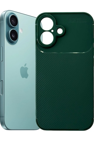 Apple Uyumlu iPhone 16 Kılıf Focus Carbon Silikon Kapak