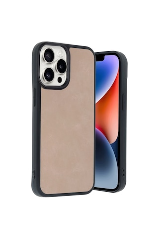 Newface Apple iPhone Uyumlu 14 Pro Max Kılıf Aras Deri Kapak Semeglbl - 33 - Pudra