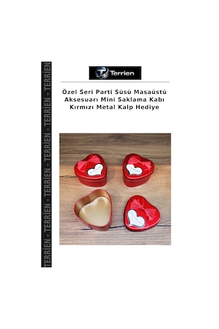 Özel Seri Parti Süsü Masaüstü Aksesuarı Mini Saklama Kabı Kırmızı Metal Kalp Hediye