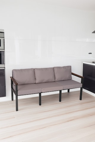 Neokas Bahce Mobilyası, Modern Balkon Mobilyası, Kafe Oturma Takımı, Teras Koltugu, 1 Üçlü Koltuk Gri