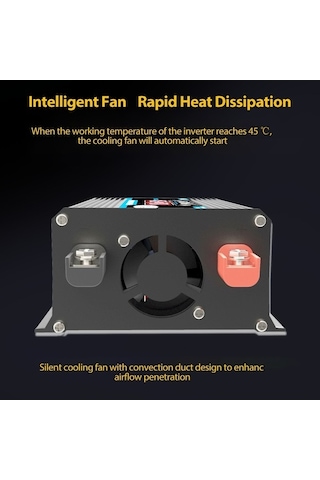 Dancemonkey Araba Güç İnvertörü 300w 12v-220v Ac Dönüştürücü Led Dijital Ekranlı Siyah