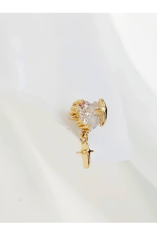 Bombeli Kalp Yıldız Model Kıkırdak Piercing Tragus Helix Altın Gold Renk Küpe Gold