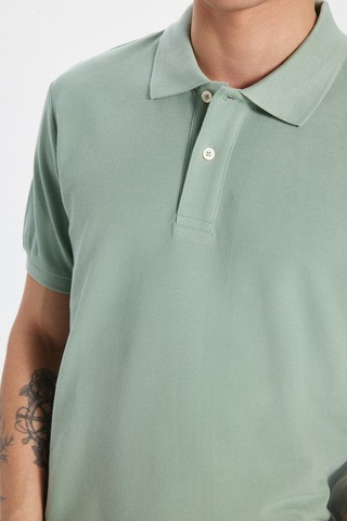 Tudors Erkek Slim Fit Dar Kesim %100 Pamuk Yeşil Polo Yaka Tişört-32777 Yeşil