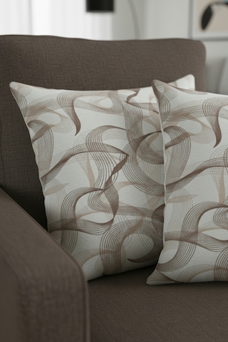Chevron Bohem Dekoratif Punch Yastık Kırlent Kılıfı 2 Adet 45x45 Zen Dalga Kahverengi 45 x 45