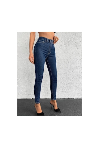 Kene Jeans Rahat Kalıp Lacivert Dar Paça Cepsiz Skinny Fit Jeans Lacivert