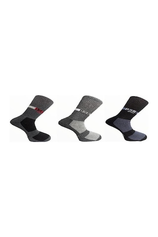 SPOR HAVLU ÇORAP 3 ADET - Karışık Çok Renkli