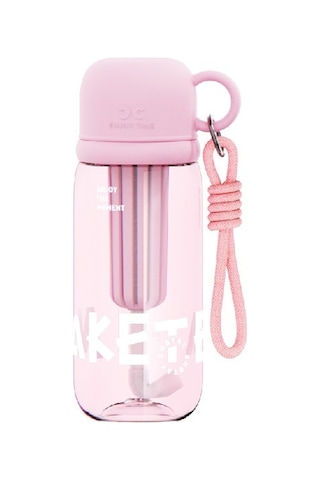 Tuomeng Kokulu Çay Küçük Kase Kapağı Plastik Su Bardağı Samanlı Taşınabilir Bardak 800ml Pembe