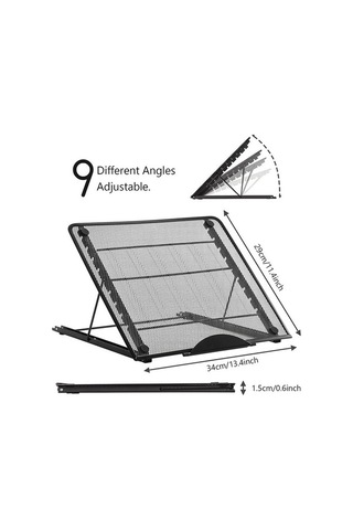 Ebitda Dizüstü Bilgisayar Standı - 34x29.5cm Alüminyum Ergonomik Yükseltici - Siyah, Katlanabilir, Isı Dağıtıcı, Güçlü Ve Stabil