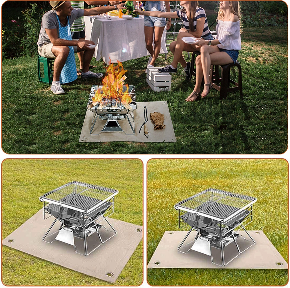 Youtek Cam Fiber Isıl Yalıtım Matı 60x80cm - Mangal Ve Ocak Altı Korozyon & Alev Koruması, Dış Mekan Pişirme Erişimi Haki