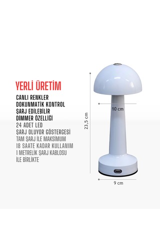 Zenlight Mantar Masa Lambası 320-6 Beyaz