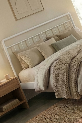 Unimetodin Metal Karyola Beyaz - Konik Geçme Konfor Destekli Latalı - 140x190/140x200/160x200/180x200