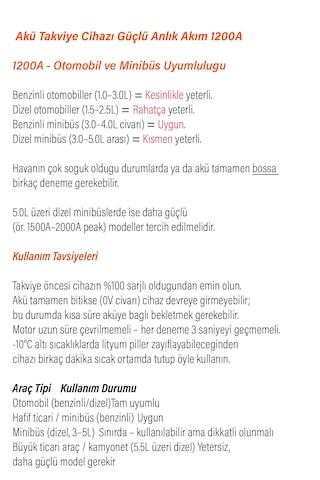 12.000mah Araç Akü Şarj Takviyeli Işıklı Hava Kompresörü Akü Takviye Cihazı 4'ü 1 Arada Powerbank