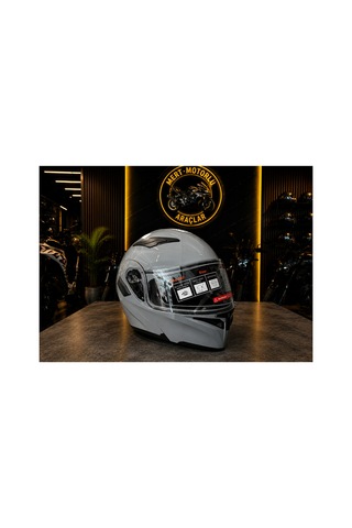 Jk 902 Cement Grey Colour Çene Açılır Motosiklet Kaskı Gri
