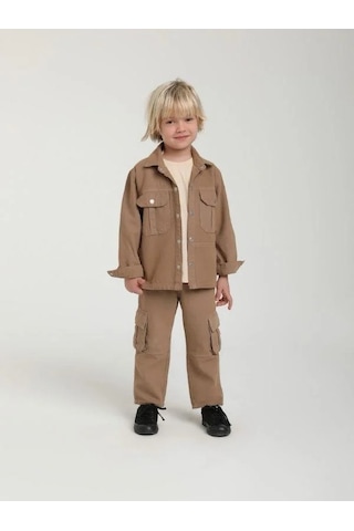 Erkek Çocuk Cepli Gömlek Ceket-15629 Camel
