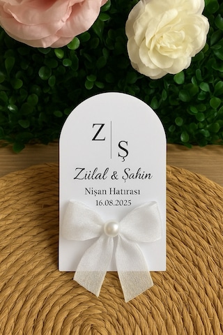Uv Baskı Pleksi Magnet Söz, Nişan, Nikah, Düğün, Kına 10 Adet Gold - Beyaz