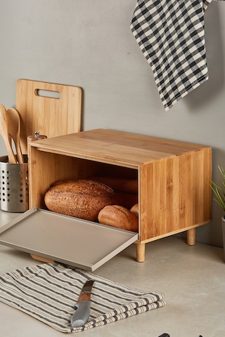 Eligio Bambu Ekmek Dolabı Gri