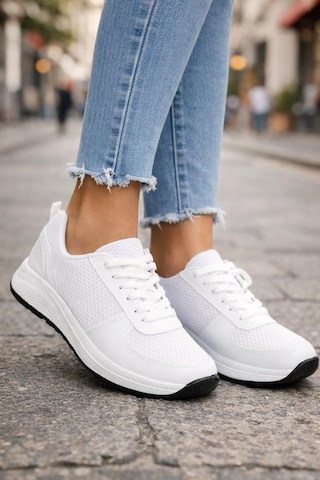 Kadın Sneaker Nefes Alan Fileli, Hafif Ve Konforlu Beyaz
