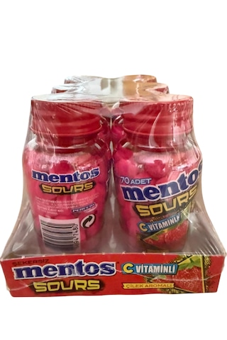Mentos Sours C Vitaminli Çilek Sakız 49 G 6 Adet