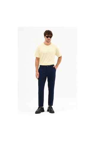 Goffra Erkek Streç Kumaş Relaxed Beli Lastikli Pantolon Lacivert