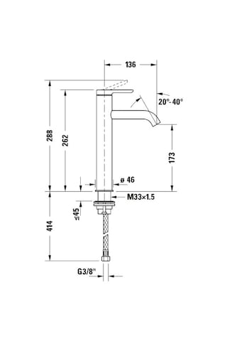 Duravit - C.1 Tezgah Üstü Lavabo Bataryası L Boy - C11030002010- Krom