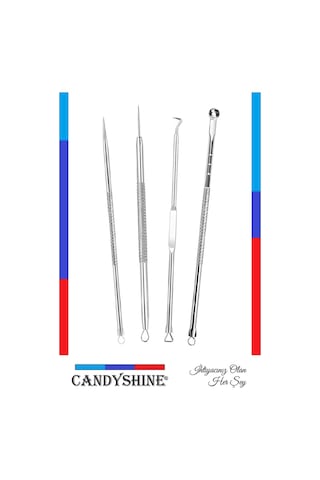 Candyshine Paslanmaz Çelik Sivilce Akne ve Siyah Nokta Temizleme Komedon Seti 4'lü