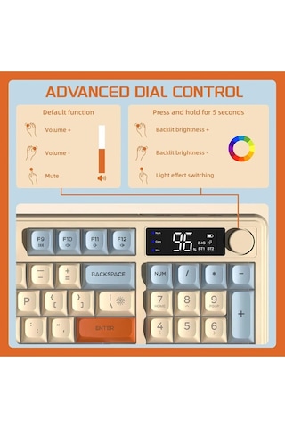 Miaxtreme Freewolf M96 2.4g+bt5.0 Çift Bağlantılı Tft Led Ekranlı Manyetik Switch Reinbow Gaming Oyuncu Klavye