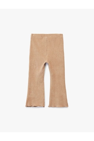Koton Beli Lastikli Basic İspanyol Paça Kadife Kahverengi Kız Bebek Tayt 6wmg40075ak Kahverengi