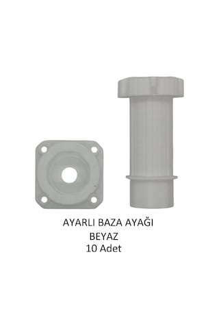 Ayarlanabilir Plastik Baza Ayağı 10-15 Cm, Beyaz, Çok Amaçlı Dolap Ayağı 10 Adet Beyaz