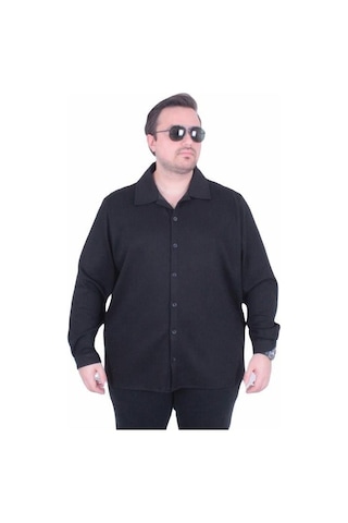 Starbattal Erkek Büyük Beden Uzun Kollu Gömlek 25727 Sıyah Siyah