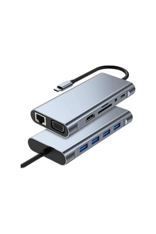 Uravas Store 8ın1 Type-c Çoklayıcı Hub Hdmi 4k Usb 3.0 Sd Tf Kart Rj45 Ethernet Dönüştürücü Adaptör