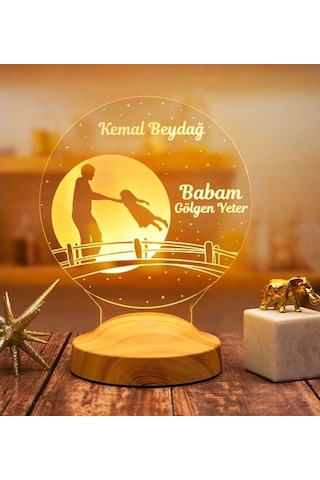 3D Led Lamba 3Boyutlu Babalar Günü Kahraman Babam Kişiye Özel