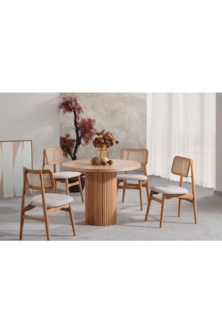 Odesa İskandinav Natural Ahşap Masa Sandalye Takımı 90x90 Natural