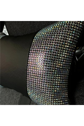 Işıltılı Pırlanta Taşlı Ergonomik Boyun Yastığı Ve Konforlu Emniyet Kemer Süngeri Seti Üniversal Silver Gümüş Renk