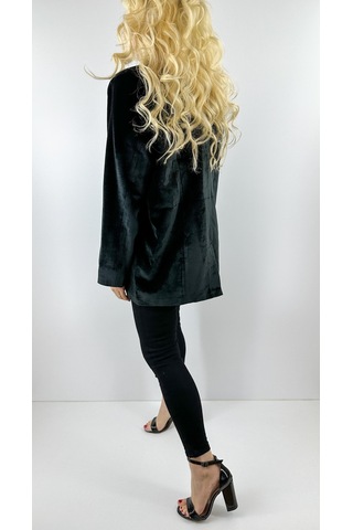 Modaonna Siyah Kadife Oversize Ceket Siyah