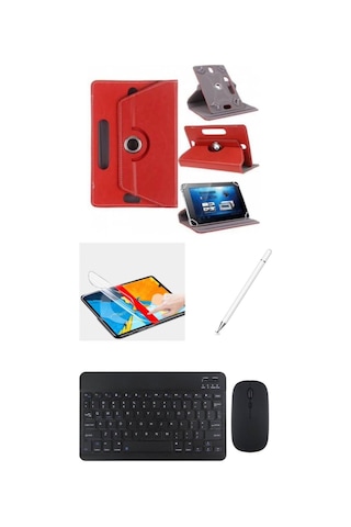 Samsung Galaxy A9+ X210 11'' Uyumlu 4in1 Set Klavye Mouse Kılıf Kalem Ekran Koruyucu
