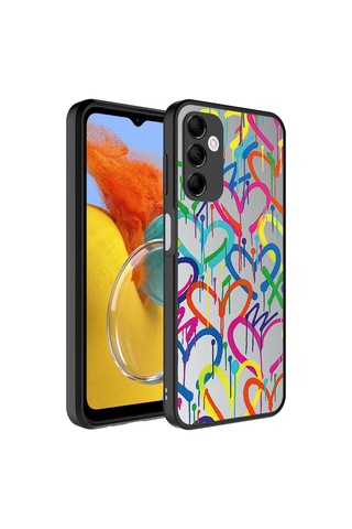 Samsung Galaxy Uyumlu M14 Kılıf Aynalı Desenli Kamera Korumalı Parlak Zore Mirror Kapak - Yazı