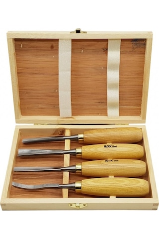 Rox Wood 15399076 Ahşap Oyma Iskarpela Seti 4 Parça Ahşap Kutulu