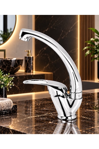 Homees 3 Lü Mutfak Banyo Lavabo Bataryası Seti Gri Krom