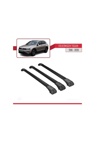 Volkswagen Tiguan 2016-2020 Arası İle Uyumlu Ace-1 Ara Atkı Tavan Barı Siyah 3 Adet Bar