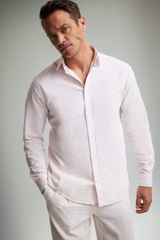 DeFacto Regular Fit Polo Yaka Keten Yazlık Uzun Kollu Gömlek E1729AX25SPPN185