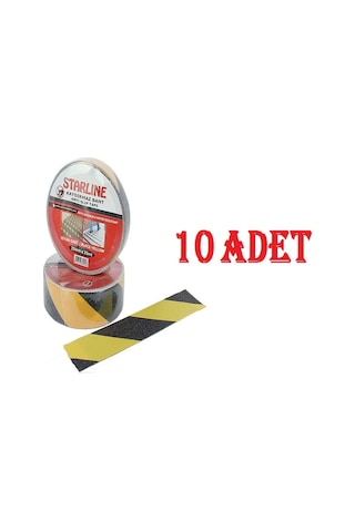 50 Mm x 15 M Kaydırmaz Bant Starline Sarı-Siyah X 10 Adet