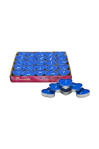 20 Li Kalp Mum Mavi Tealight Mum Doğum Günü Parti Süsleme Mavi