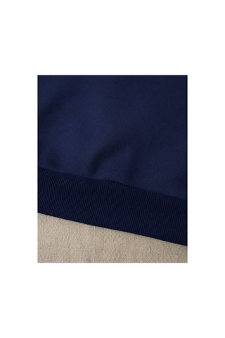 Esade Kadın Beyaz Sarı Çiçek Kol Baskılı Rahat Kalıp Bisiklet Yaka Lacivert Sweatshirt Lacivert