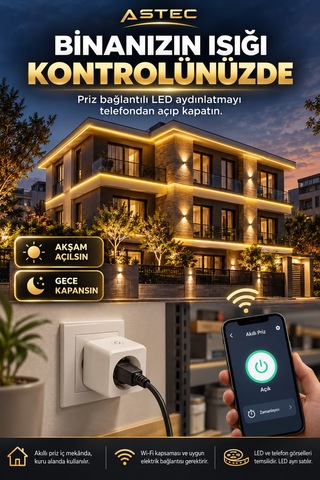 Astec Wi-fi Akıllı Priz 16a 220 V Led Aydınlatma İçin Telefondan Aç/kapat Ve Zamanlayıcı