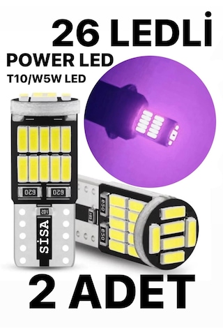 T10 Led 26 Ledli W5w Canbus Metal Ultra Power Pembe Park Plaka Tavan Ampulü