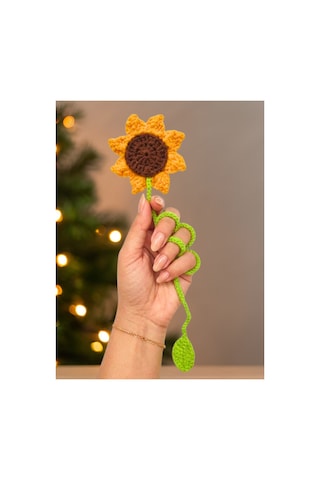 Amigurumi El Yapımı Ayçiçeği Kitap Ayracı Yüksek Kaliteli Malzeme, Detaylı İnce İşçilik