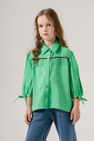 Kız Çocuk Taş Püsküllü Gömlek 3124 Yeşil